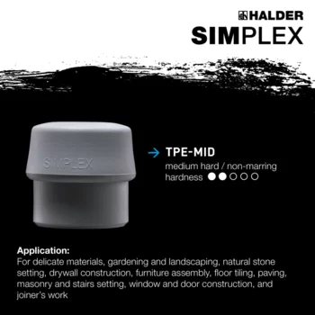                                             SIMPLEX soft-face mallets rubber composition / TPE-mid; with reinforced cast iron housing and fibre-glass handle
 IM0015103 Foto ArtGrp Zusatz en
