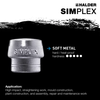                                             SIMPLEX soft-face mallets Superplastic / soft metal; with cast iron housing and high-quality wooden handle
 IM0015357 Foto ArtGrp Zusatz en
